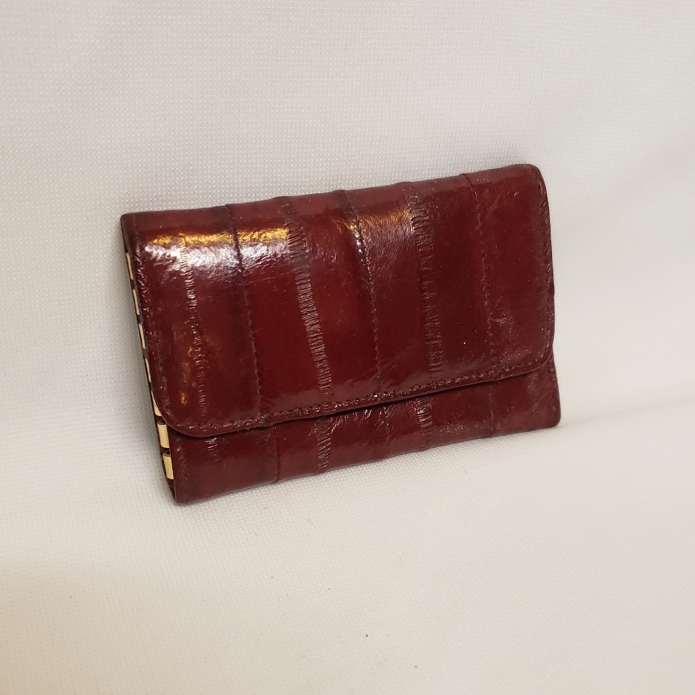 Vintage Burgundy Genuine Eelskin Key Holder, 1985